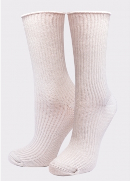 Жіночі високі шкарпетки WS4 RIB moonlight (бежевий)