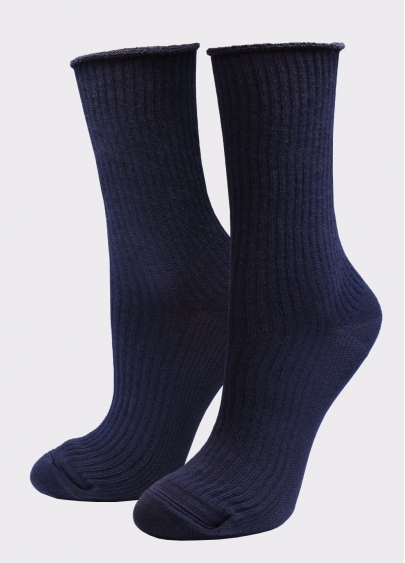 Жіночі високі шкарпетки WS4 RIB navy (синій)