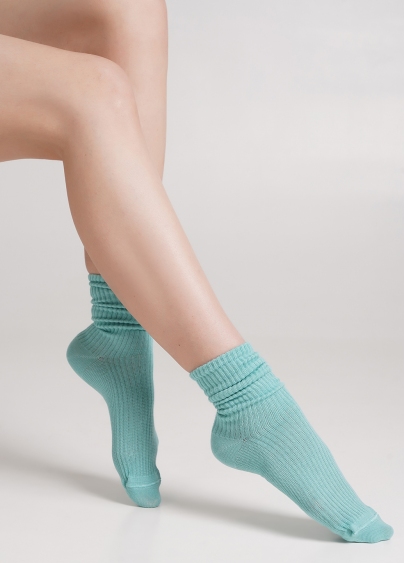 Высокие носки в рубчик WS4 RIB pastel turquoise (зеленый)