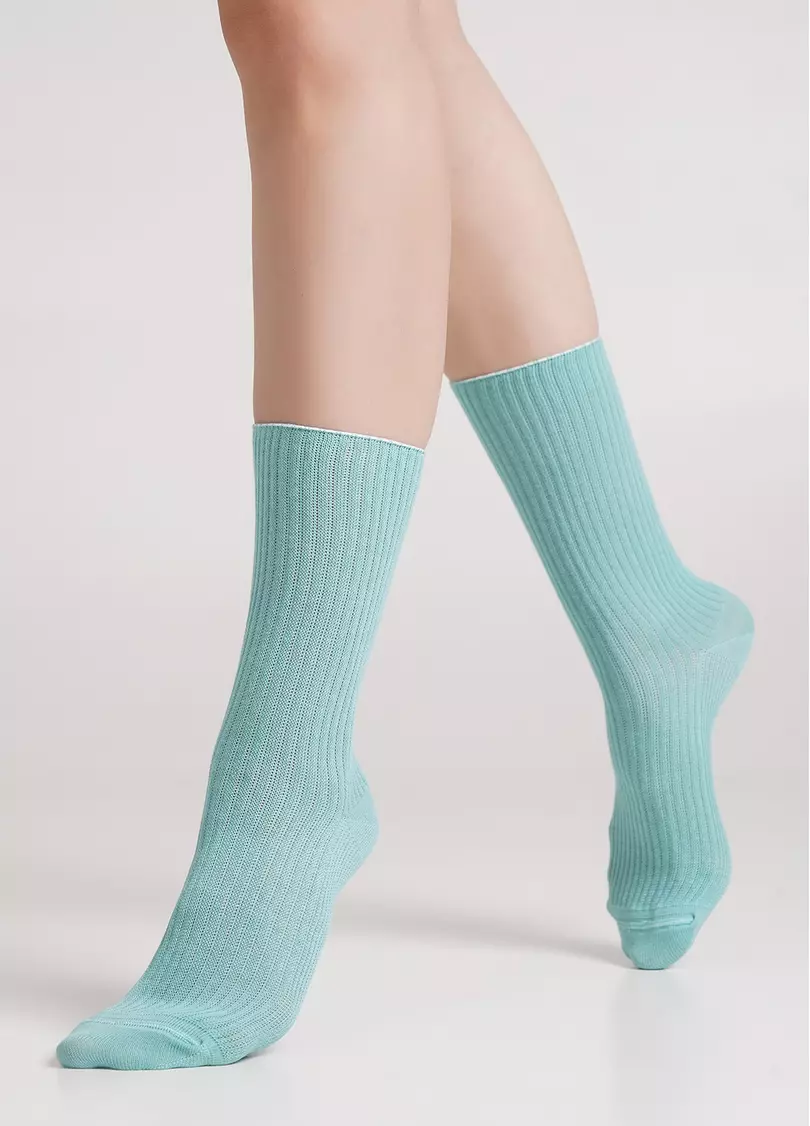 Высокие носки в рубчик WS4 RIB pastel turquoise (зеленый)