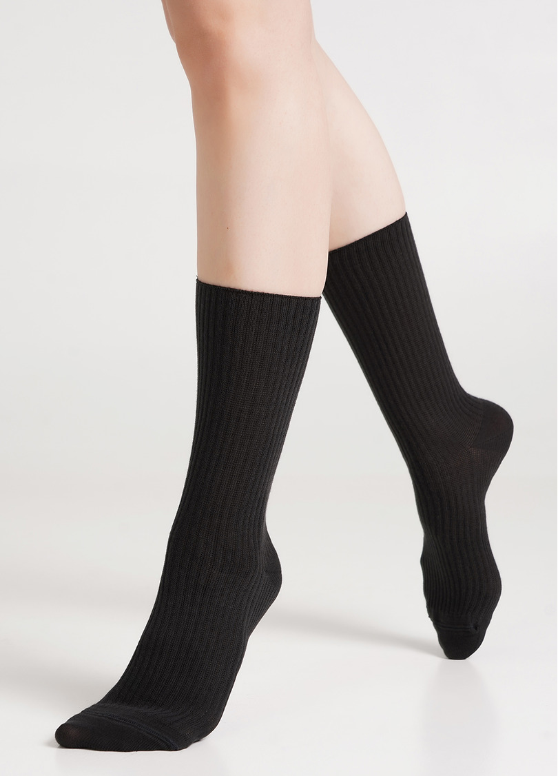 Високі шкарпетки в рубчик WS4 RIB pirate black (чорний)