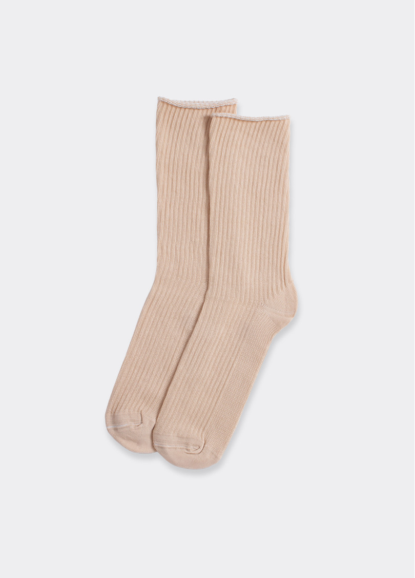 Женские высокие носки WS4 RIB sand (бежевый)