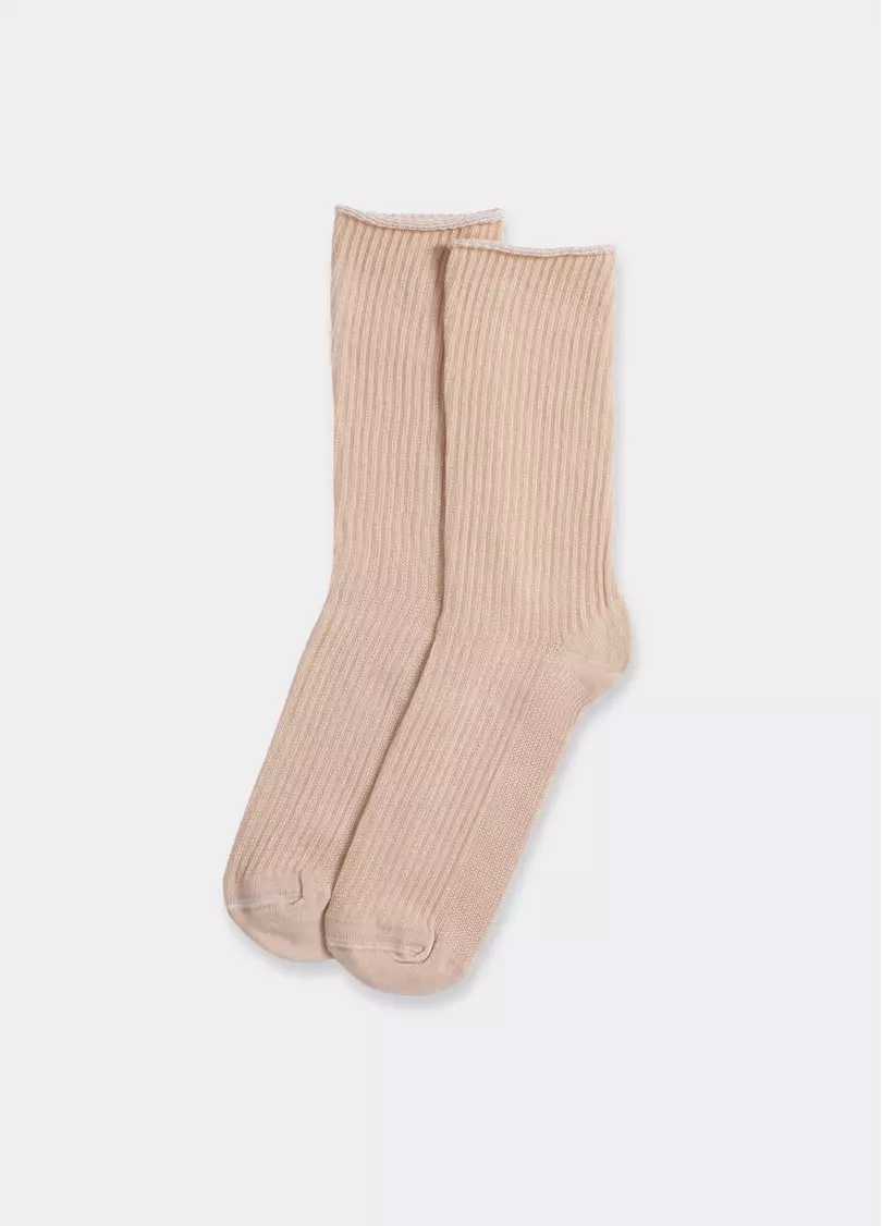 Женские высокие носки WS4 RIB sand (бежевый)