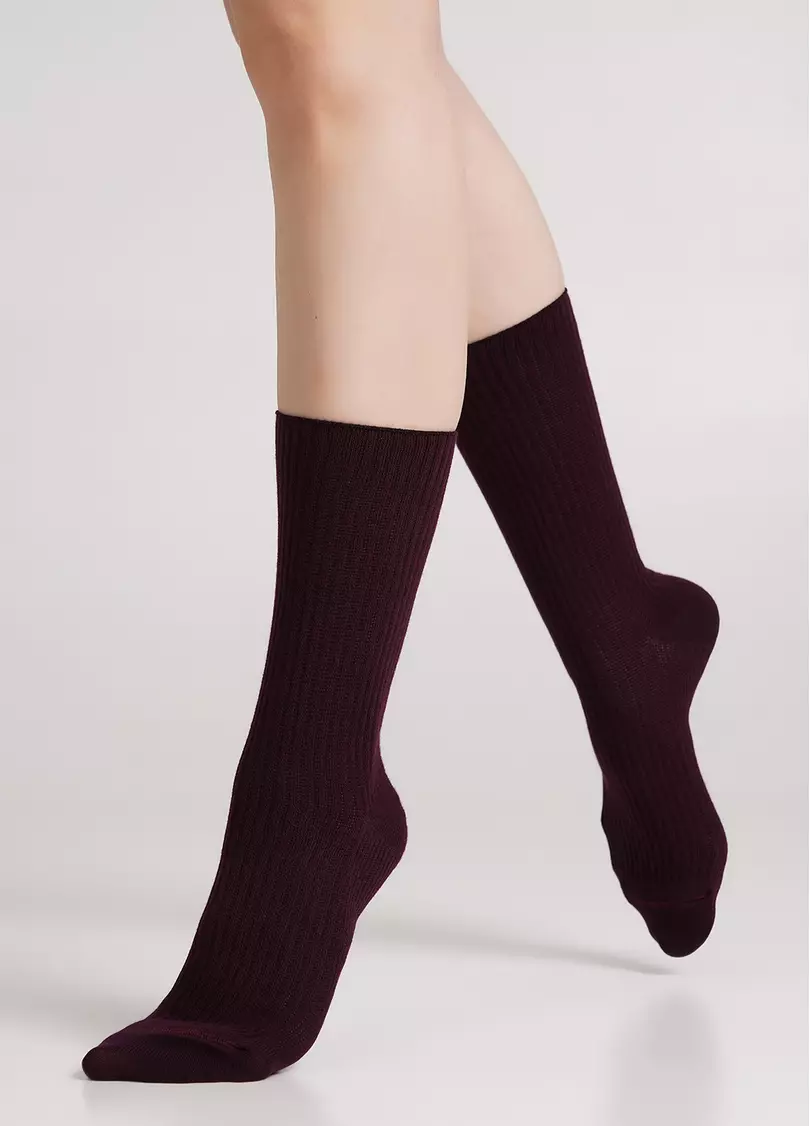 Высокие носки в рубчик WS4 RIB vintage grape (фиолетовый)