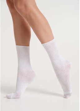 Высокие носки в рубчик WS4 RIB white (белый)