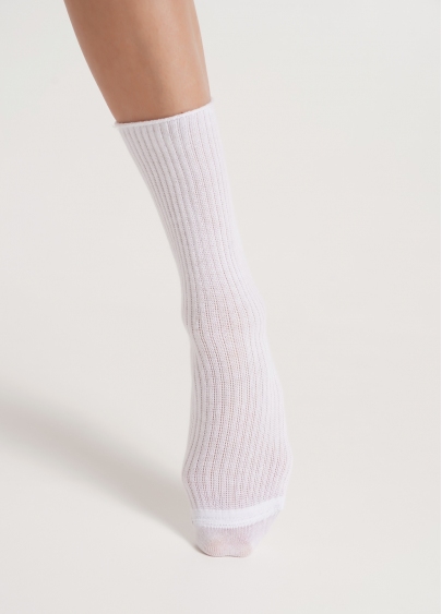 Высокие носки в рубчик WS4 RIB white (белый)