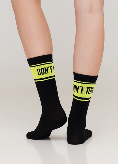 Жіночі високі шкарпетки з неоновим написом WS4 SOFT NEON 004 (чорний/жовтий)