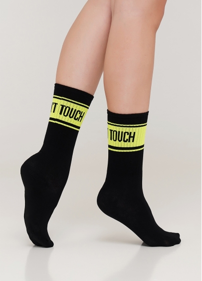 Жіночі високі шкарпетки з неоновим написом WS4 SOFT NEON 004 (чорний/жовтий)