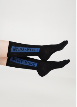 Високі шкарпетки з написом "MY LIFE - MY RULES" WS4 STRONG 013 [WS4C-013] blue (блакитний)