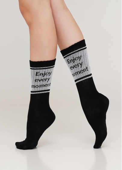 Женские высокие носки с надписью WS4 STRONG 017 [WS4C-017] nero (черный)