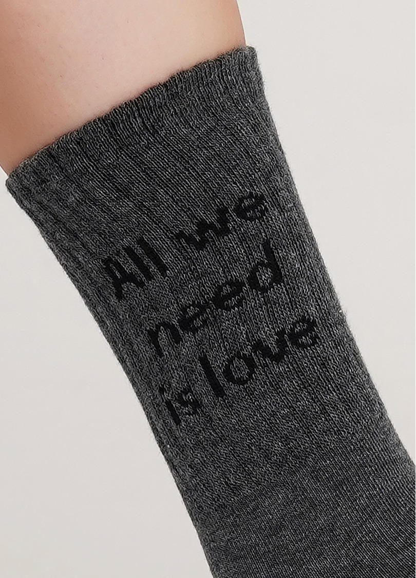 Женские высокие носки с надписью WS4 STRONG 018 (M) [WS4M-018] (темно-серый)