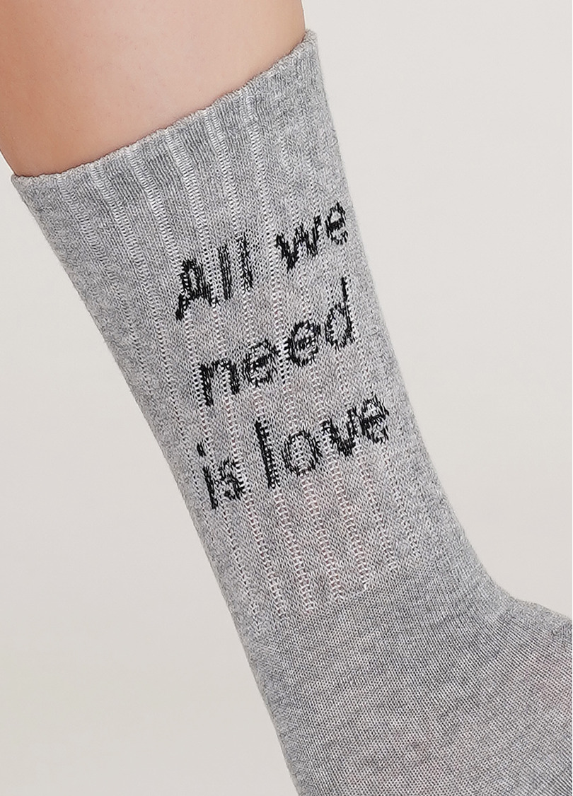 Женские высокие носки с надписью WS4 STRONG 018 (M) [WS4M-018] (светло-серый)