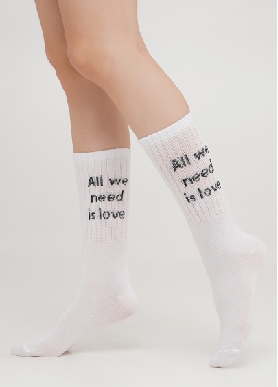 Високі шкарпетки з написом жіночі WS4 STRONG 018 [WS4C-018] bianco (білий)