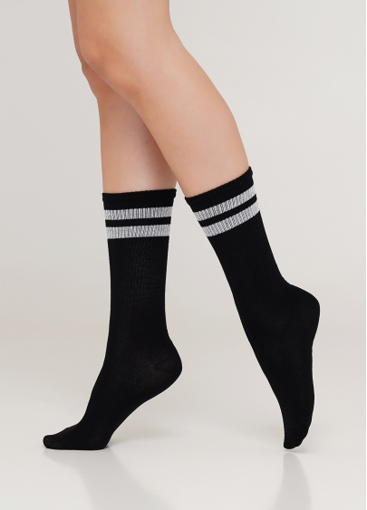 Жіночі високі шкарпетки з люрексовими смужками WS4 STRONG 020 [WS4C-020] nero (чорний)