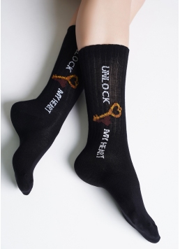 Високі шкарпетки з написом WS4 STRONG VALENTINE 004 black (чорний)