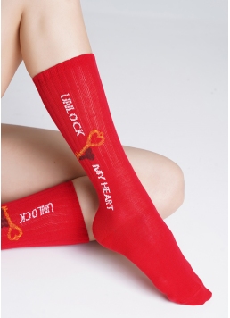 Високі шкарпетки з написом WS4 STRONG VALENTINE 004 red (червоний)