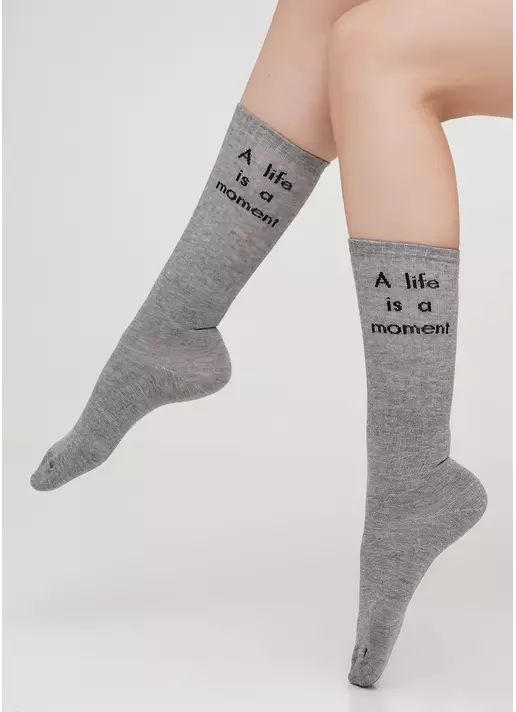 Високі шкарпетки в рубчик з написом WS4 TEXT STRONG 008