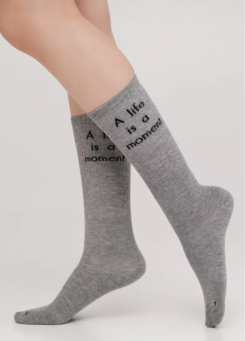 Високі шкарпетки в рубчик з написом WS4 TEXT STRONG 008