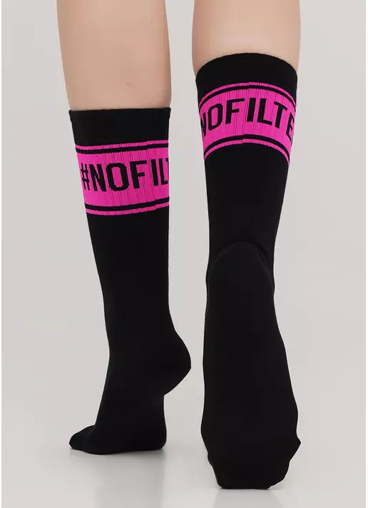 Бавовняні шкарпетки високі з неоновим написом WS4 TEXT STRONG 012