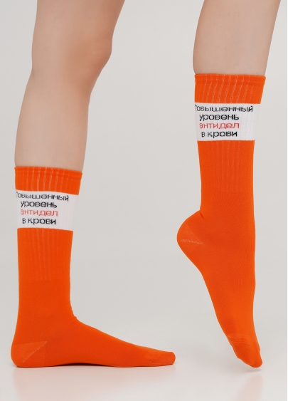 Носки женские с оригинальной надписью WS4 TEXT STRONG 014 (оранжевый)
