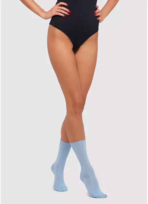 Теплые женские носки WLL-001 с блеском deep navy (синий)