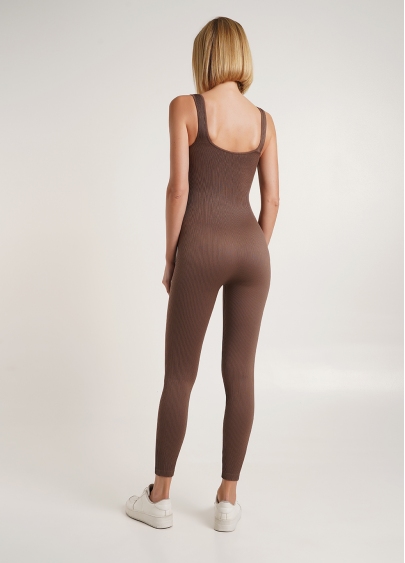 Комбинезон длинный в рубчике JUMPSUIT RIB CO chocolate (коричневый) GIULIA x Lichi by Lichi