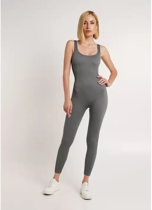 Комбинезон длинный в рубчик JUMPSUIT RIB CO graphite (серый) GIULIA x Lichi by Lichi