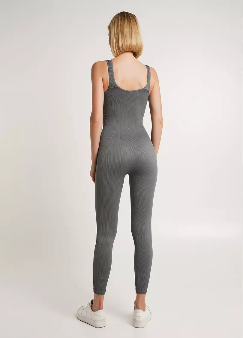 Комбинезон длинный в рубчик JUMPSUIT RIB CO graphite (серый) GIULIA x Lichi by Lichi