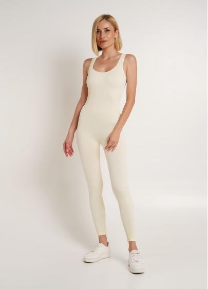 Комбинезон длинный в рубчике JUMPSUIT RIB CO milk (желтый) GIULIA x Lichi by Lichi