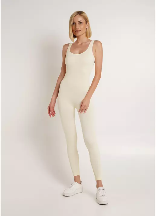 Комбинезон длинный в рубчик JUMPSUIT RIB CO milk (желтый) GIULIA x Lichi by Lichi