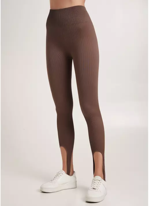 Леггинсы в рубчик со штрипками LEGGINGS RIB STRIPE chocolate (коричневый) GIULIA x Lichi by Lichi