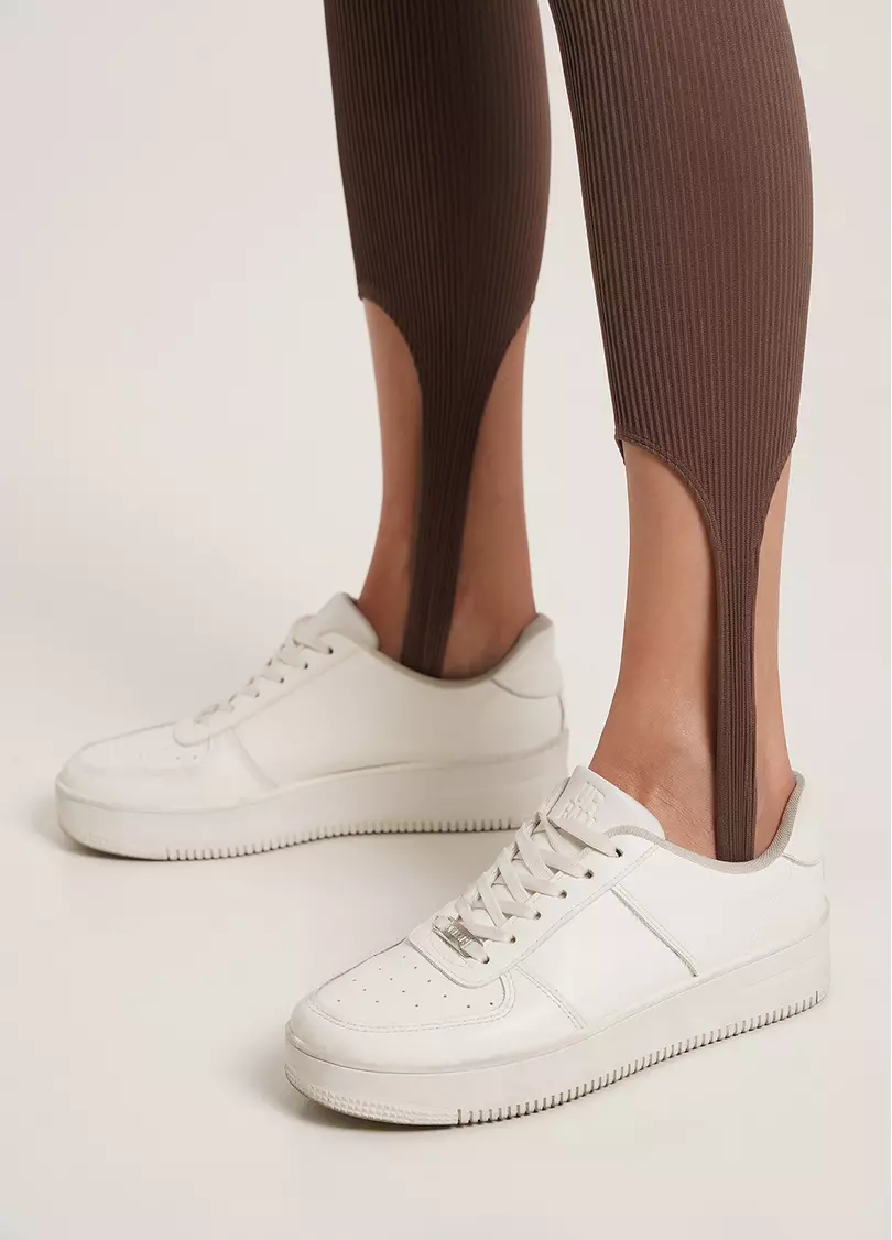 Легінси в рубчик зі штрипками LEGGINGS RIB STRIPE chocolate (коричневий) GIULIA x Lichi by Lichi