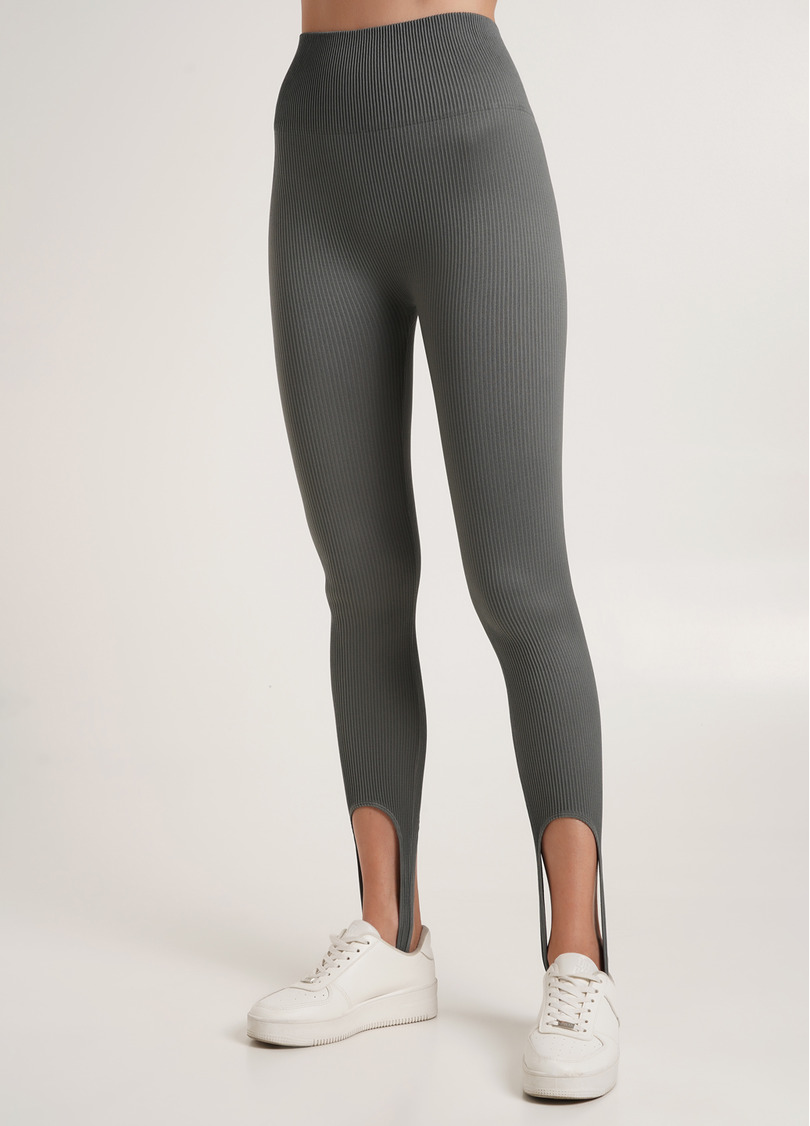 Леггинсы в рубчик со штрипками LEGGINGS RIB STRIPE graphite (серый) GIULIA x Lichi by Lichi