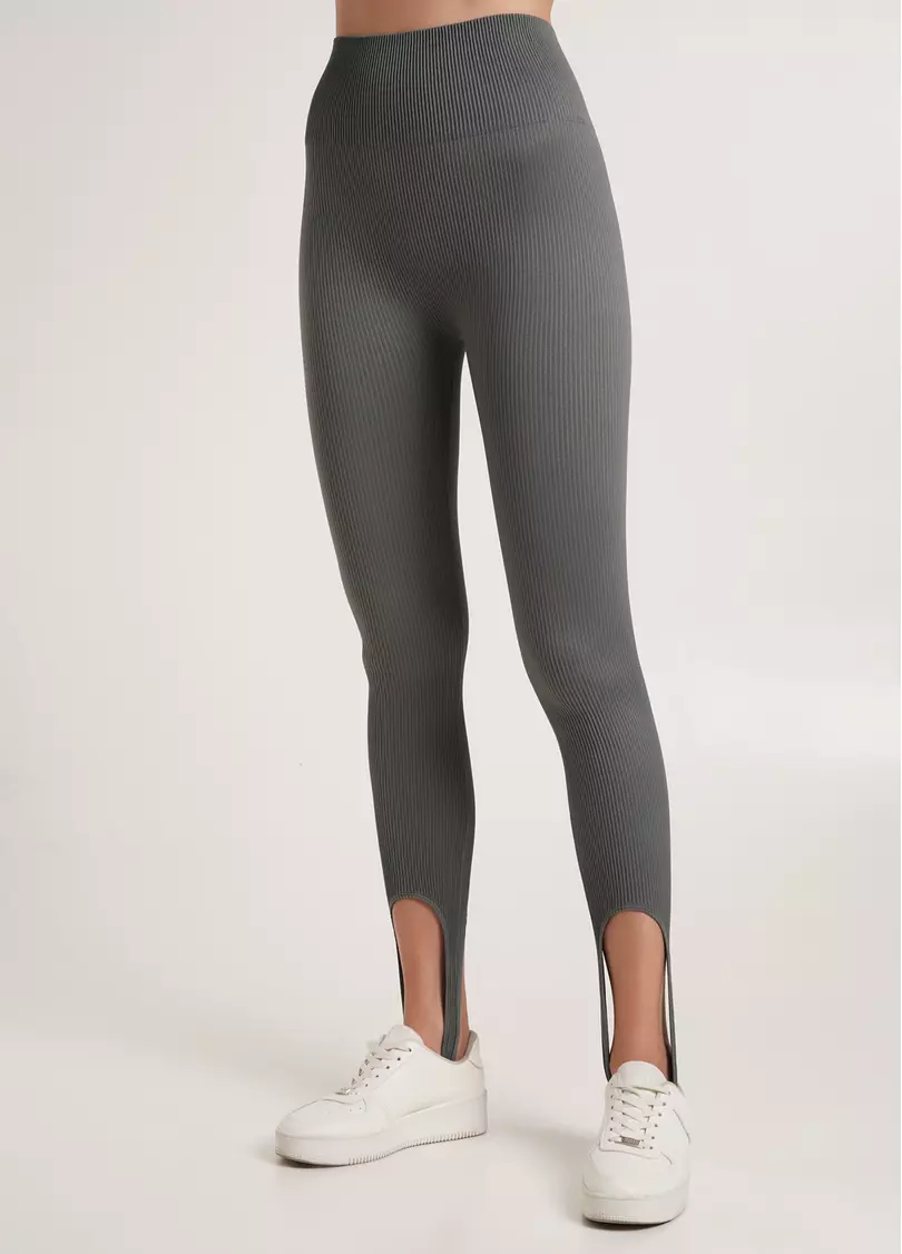 Леггинсы в рубчик со штрипками LEGGINGS RIB STRIPE graphite (серый) GIULIA x Lichi by Lichi