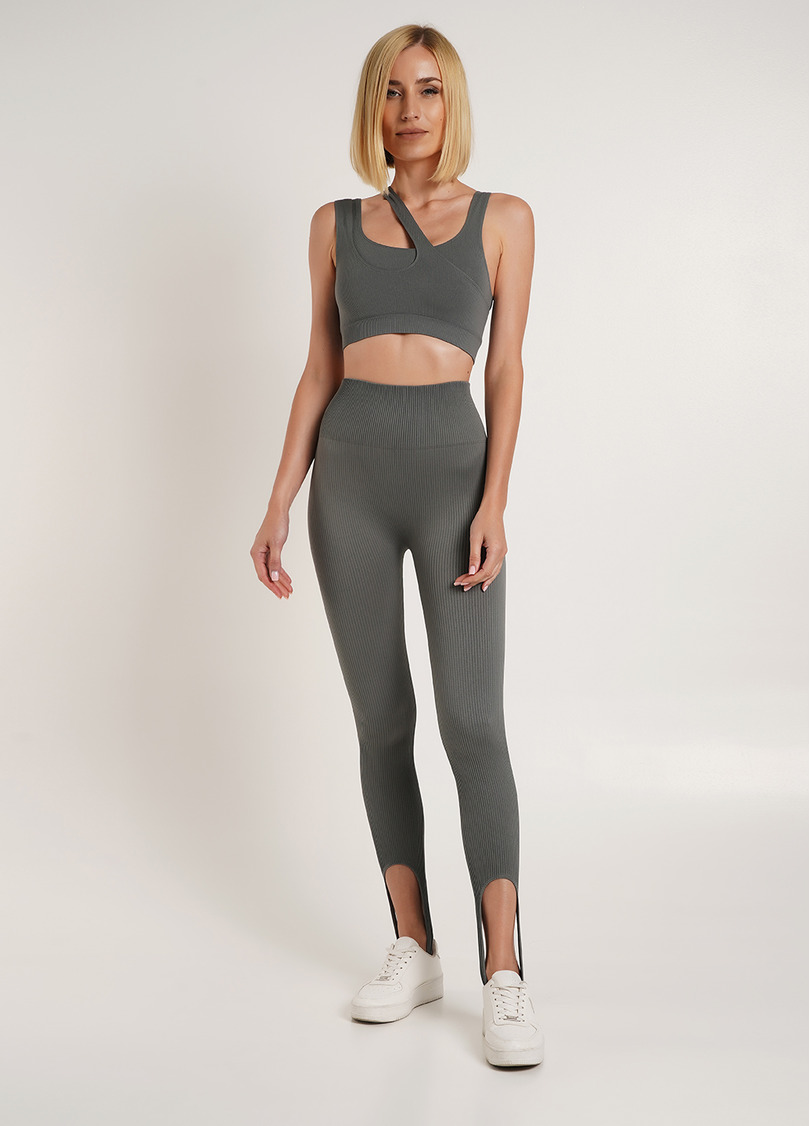 Бесшовная майка с асимметричными бретелями TOP RIB CO graphite (серый) GIULIA x Lichi by Lichi