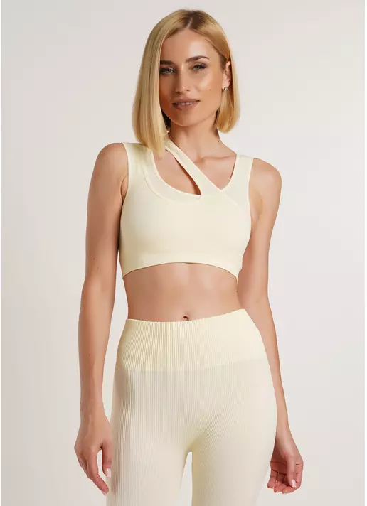 Безшовна майка з асиметричними бретелями TOP RIB CO milk (жовтий) GIULIA x Lichi by Lichi