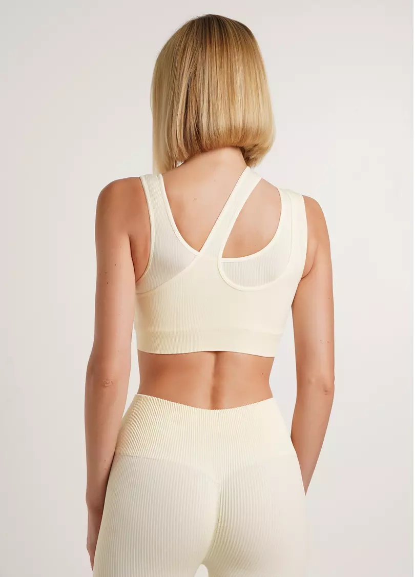 Безшовна майка з асиметричними бретелями TOP RIB CO milk (жовтий) GIULIA x Lichi by Lichi