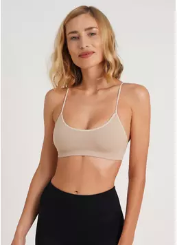 Топ на бретелях в рубчик CAMI TOP RIB naturale (бежевий)