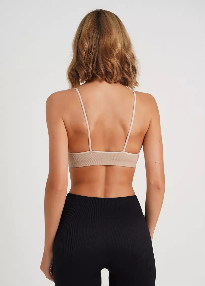 Топ на бретелях в рубчик CAMI TOP RIB naturale (бежевый)