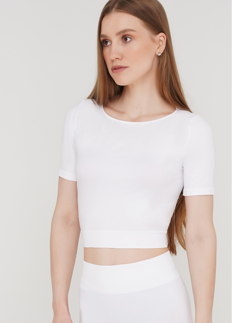 Укороченная бесшовная футболка CROP T-SHIRT (белый)