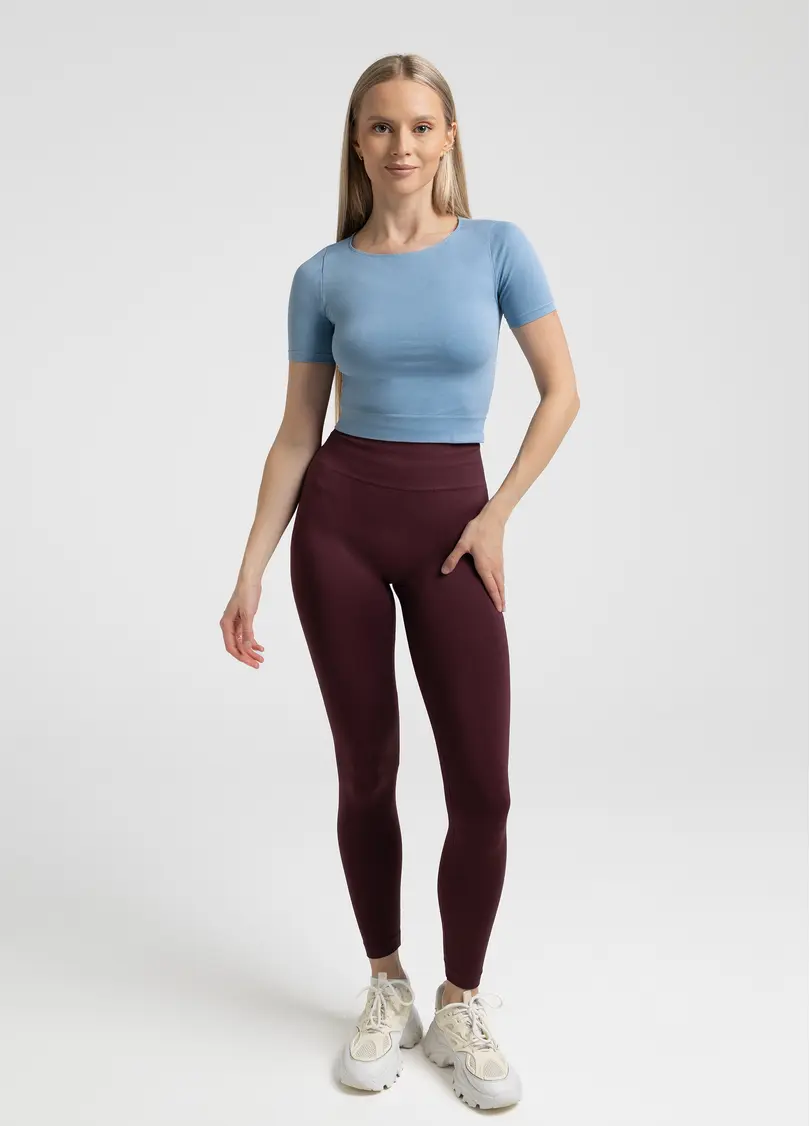 Укороченная бесшовная футболка CROP T-SHIRT, голубая