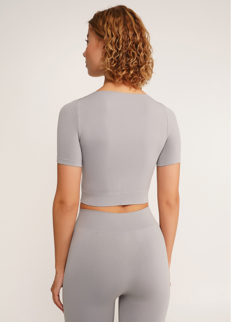 Укороченная бесшовная футболка CROP T-SHIRT griffin (серый)