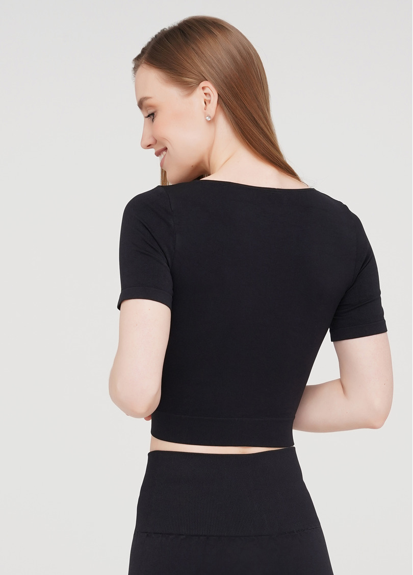 Укорочена безшовна футболка CROP T-SHIRT nero (чорний)