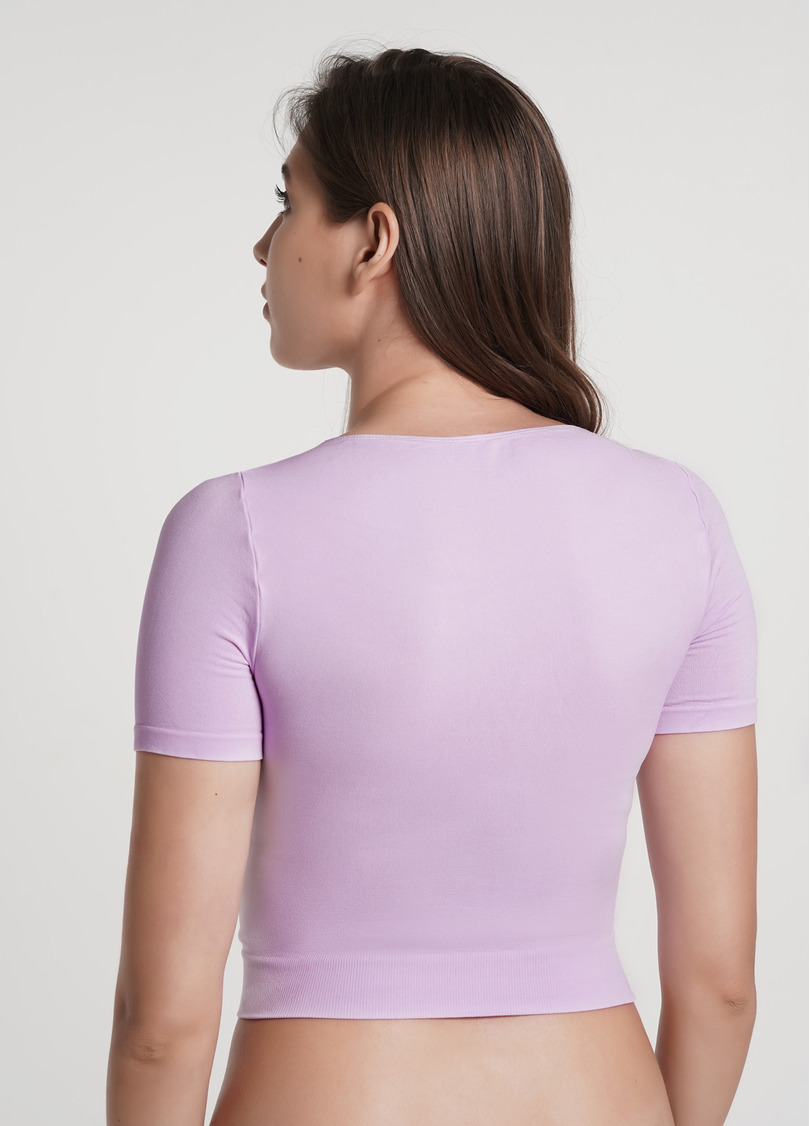 Укороченная бесшовная футболка CROP T-SHIRT orchid bloom (фиолетовый)