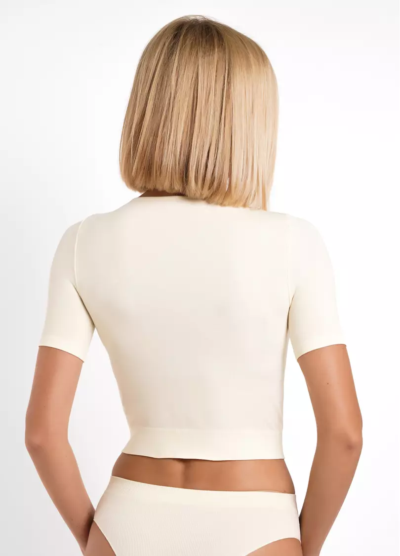 Укорочена безшовна футболка CROP T-SHIRT vanilla (жовтий)