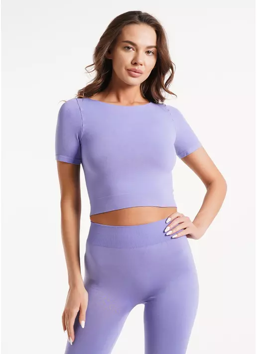 Укороченная бесшовная футболка CROP T-SHIRT very peri (фиолетовый)