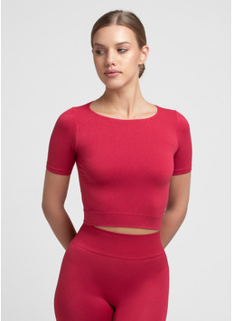 Укороченная бесшовная футболка CROP T-SHIRT winterberry (красный) Укороченная бесшовная футболка CROP T-SHIRT winterberry (красный)