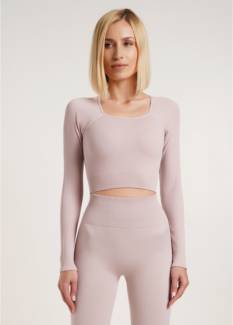 Кроп-топ лонгслів в рубчик CROP TOP RIB burnished lilac (рожевий)