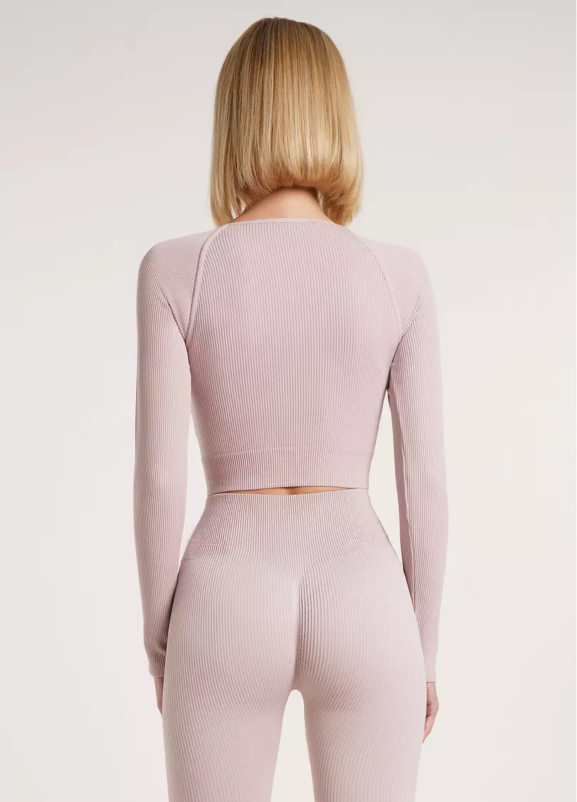 Кроп-топ лонгслив в рубчик CROP TOP RIB burnished lilac (розовый)