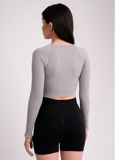 Кроп-топ лонгслів в рубчик CROP TOP RIB griffin (сірий)